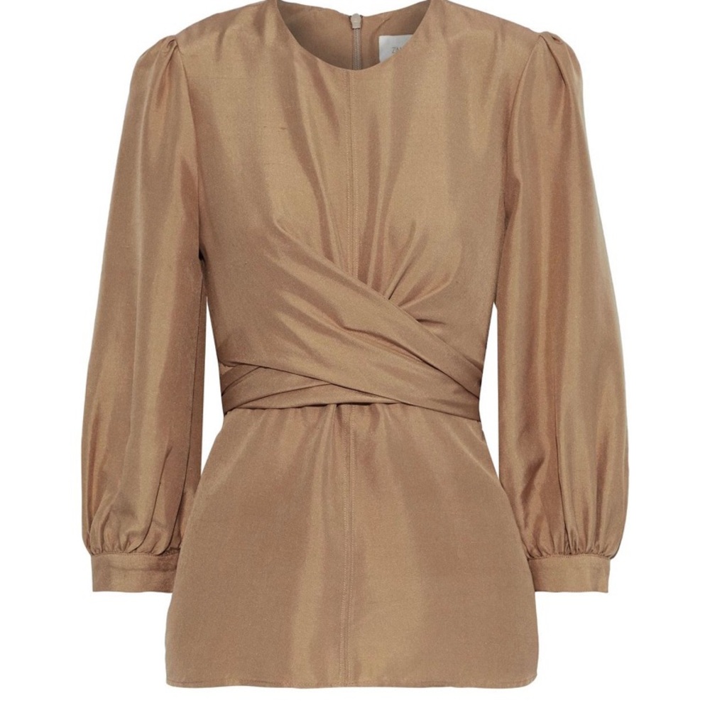 Zimmermann unbridled wrap raw silk top